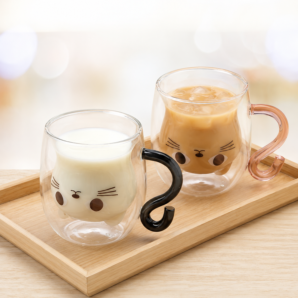 Caneca de Vidro Duplo Gatinho 250 ml