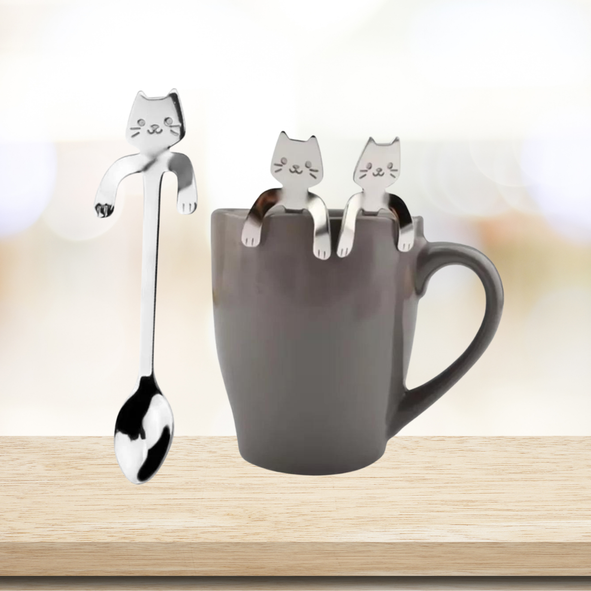 Colher de Inox Gatinho para Chávena