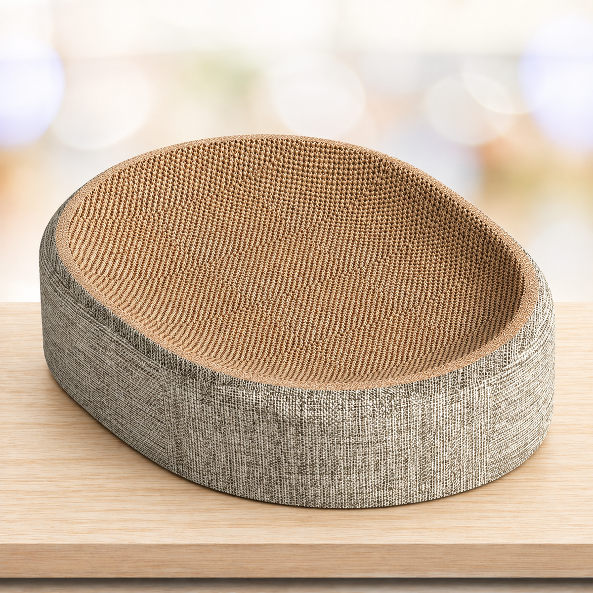 Arranhador Oval de Sisal e Cama para Gatos