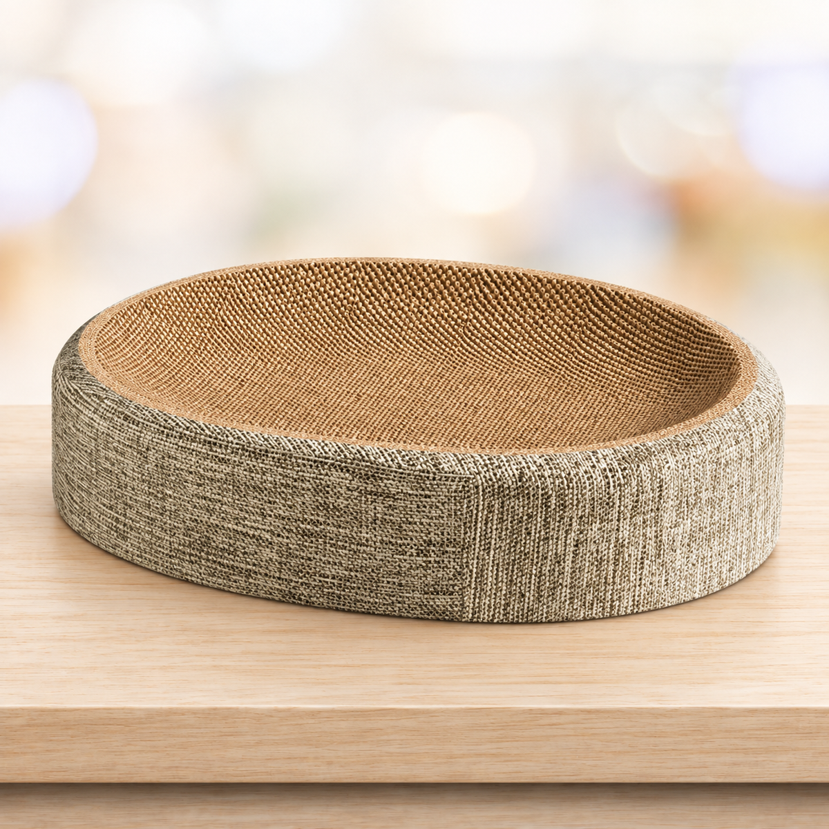 Arranhador Oval de Sisal e Cama para Gatos