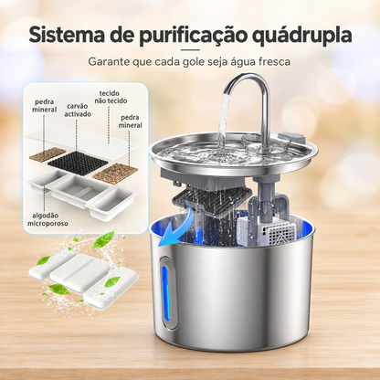 Fonte de Água Inox para Gatos 2,2 L