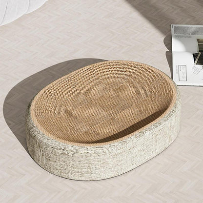 Arranhador Oval de Sisal e Cama para Gatos