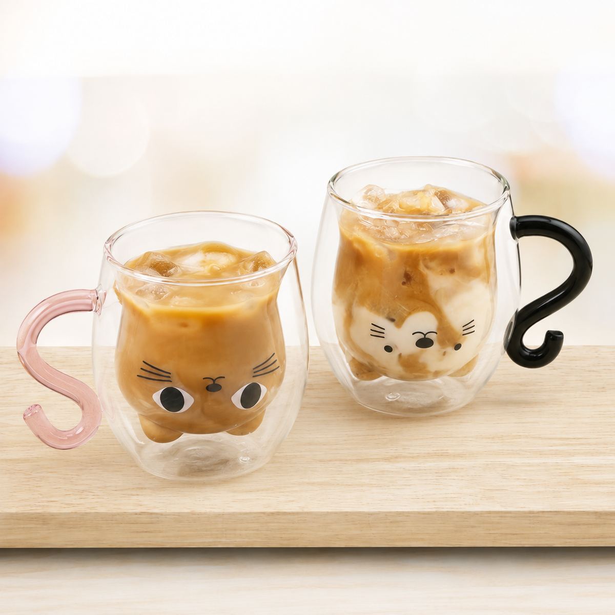 Caneca de Vidro Duplo Gatinho 250 ml